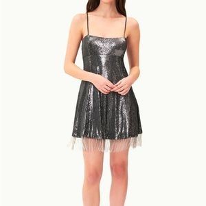 NWT NICHOLAS Isabella Sequin Dress in Gunmetal